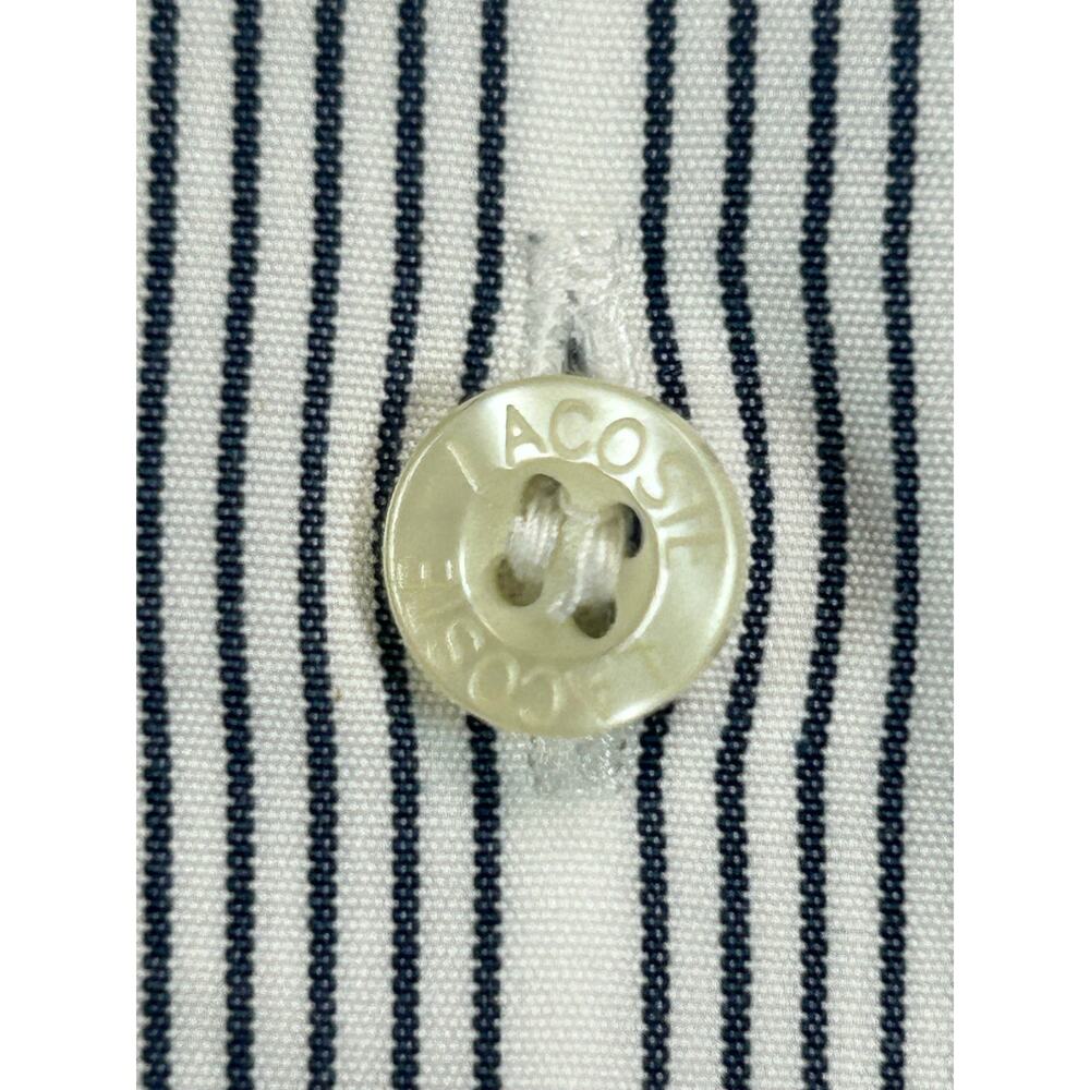 Vintage Lacoste Striped Dress Shirt Men's Size 38 Cotton Button Up White Blue - Picture 7 of 9